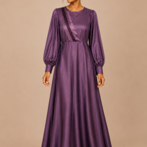 Robe Longue Satinée Violet Prune