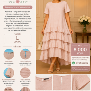 Robe volantée rose poudré