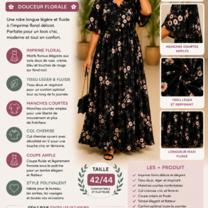 Robe longue florale noire