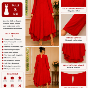 Robe Rouge Élégante Asymétrique