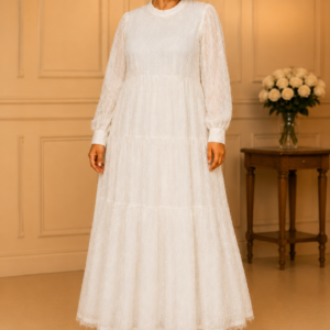 Robe Longue Texturée Écrue