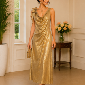Robe Longue Glamour Dorée