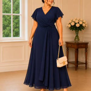 Robe Longue Bleu Marine Élégante