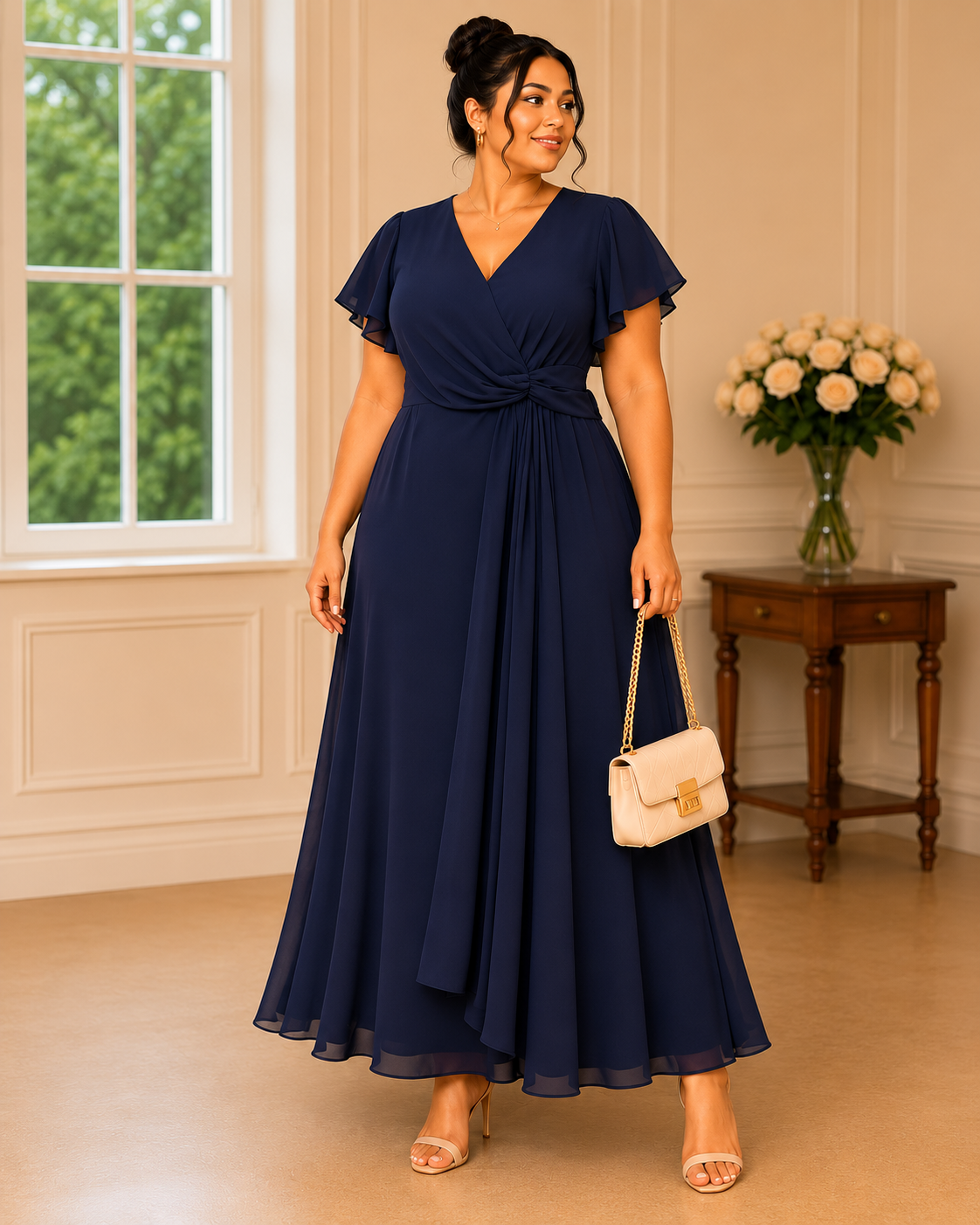 Robe Longue Bleu Marine Élégante