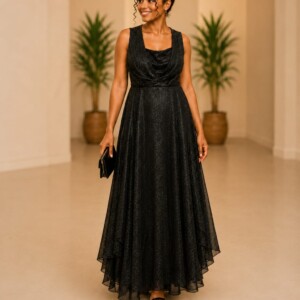 Robe longue noire scintillante