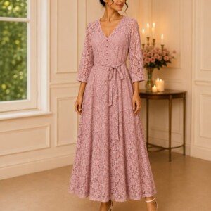 Robe Dentelle Rose Poudré